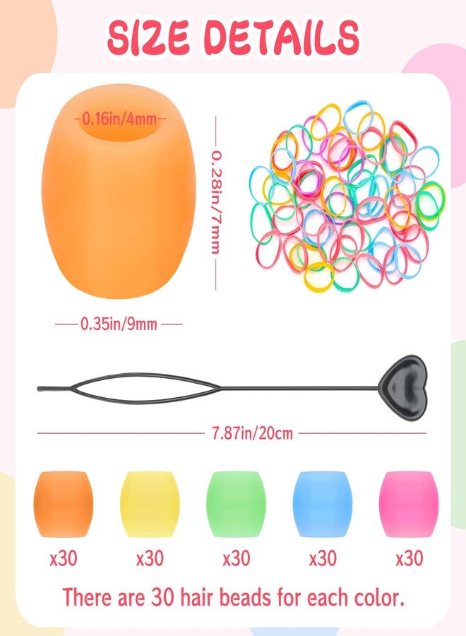 FunisFun Silicone Hair Beads Glow in The Dark 150Pcs Soft Pony Beads for Braids Cute Hair Accessories for Kids Girls Parties Daily Hairstyles (Small-150P) - Image 2